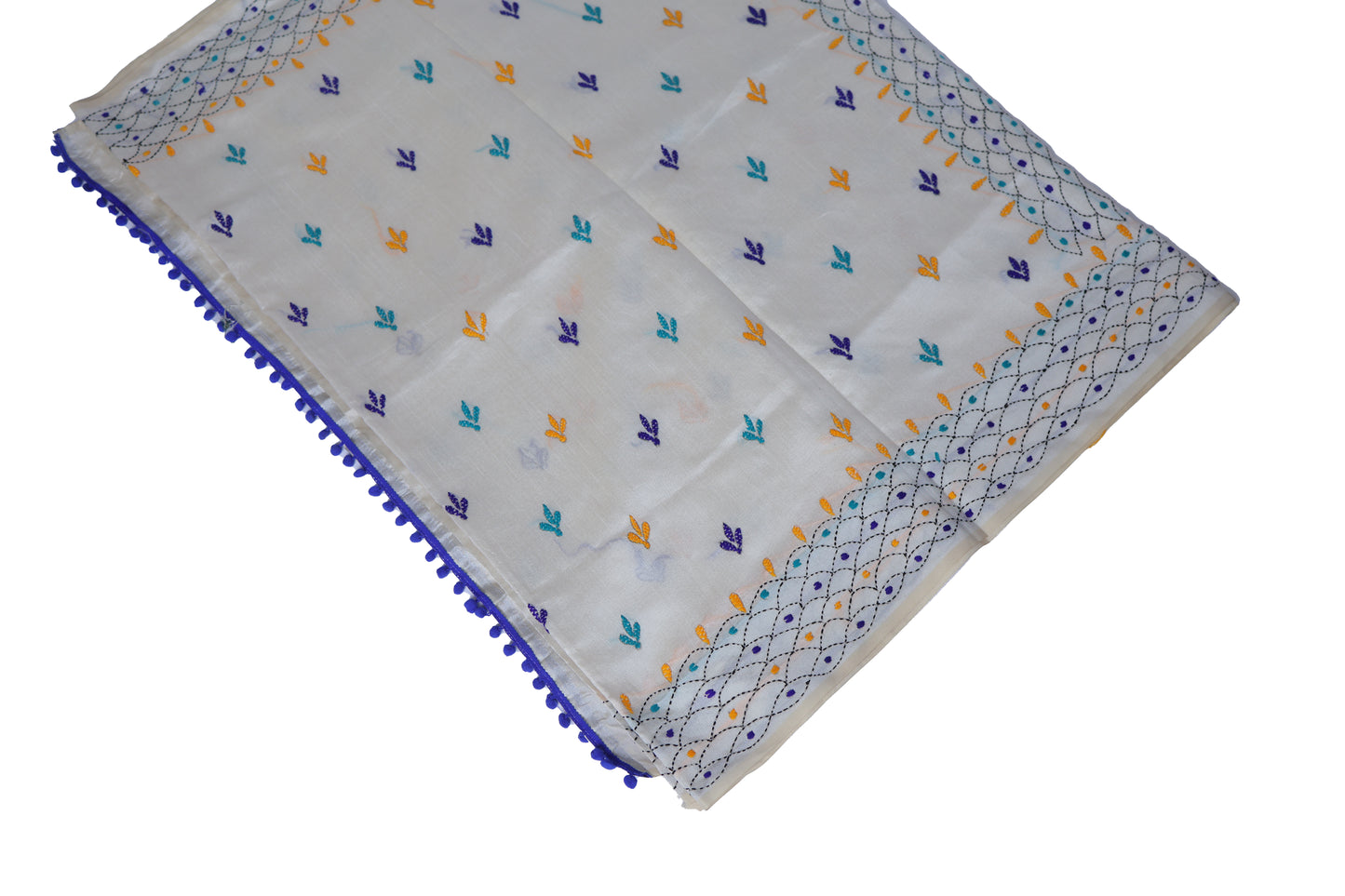 Safed Phulkari Saree