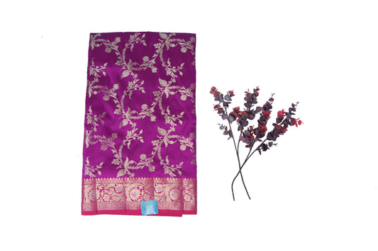 Purple zari jaal Katan Silk Saree