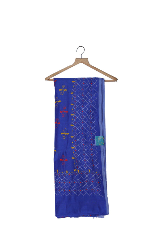 Neel Phulkari Saree