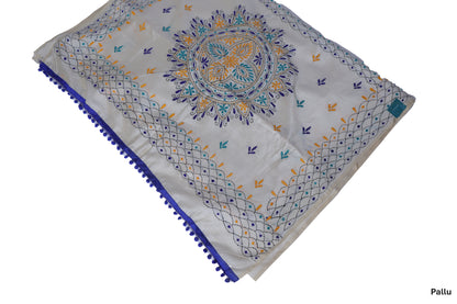Safed Phulkari Saree