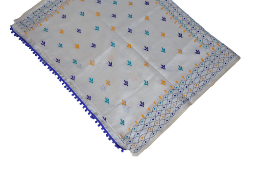 Safed Phulkari Saree