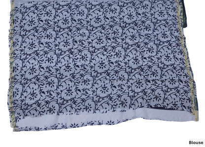 Chanderi Cotton Saree - Evergreen indigo