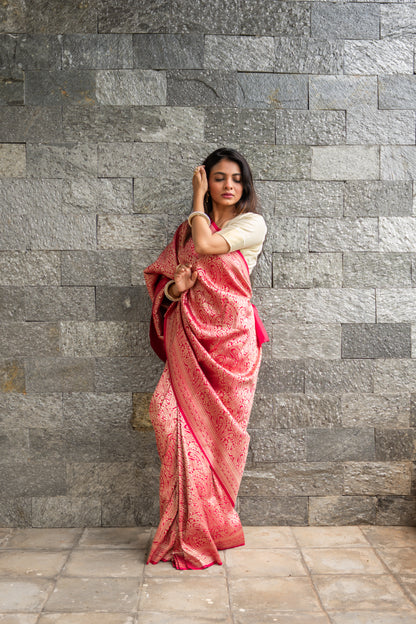 Laal Noor - Handloom brocade Pure Banarasi Katan Silk Saree