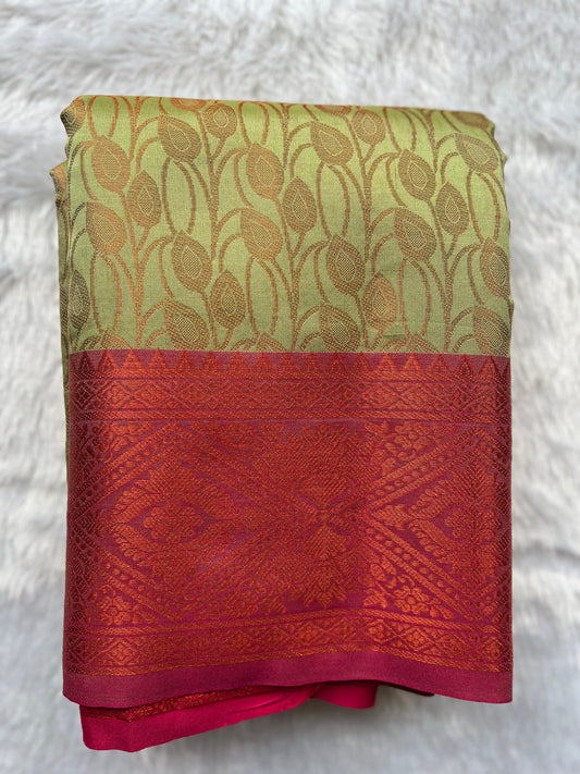 Pista Green Semi Katan Silk Saree