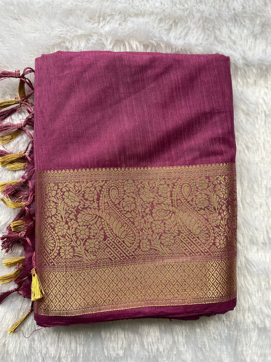 Gulabi Noor Semi Linen Saree