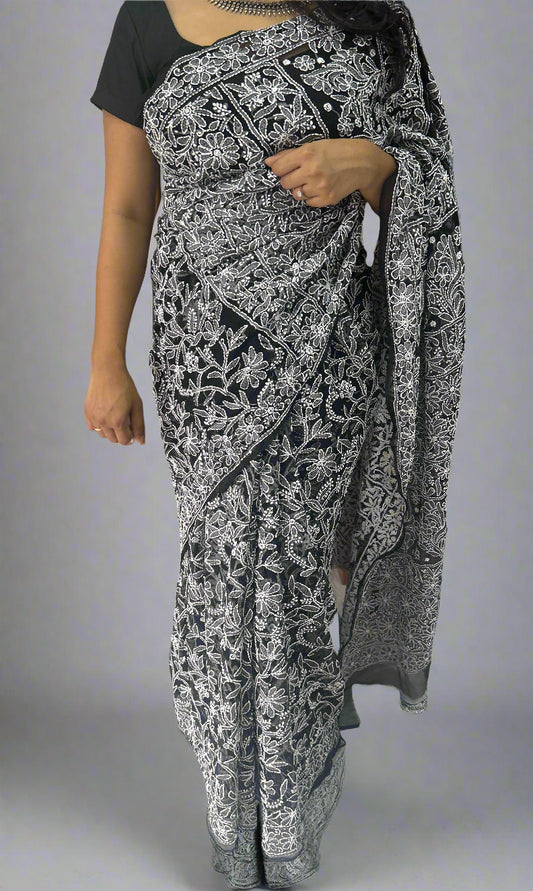 Pure Georgette Chikankari Saree